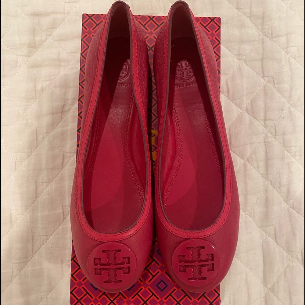 Carnation Red Tory Burch Ballet Flats (more on the dark pink side)